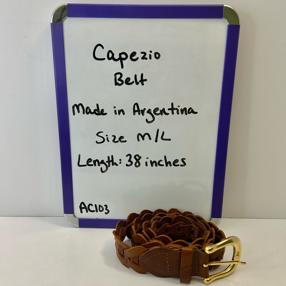 Capezio Vintage Brown Leather Braided Belt w/ Gold Buckle Size M/L - Picture 9 of 9